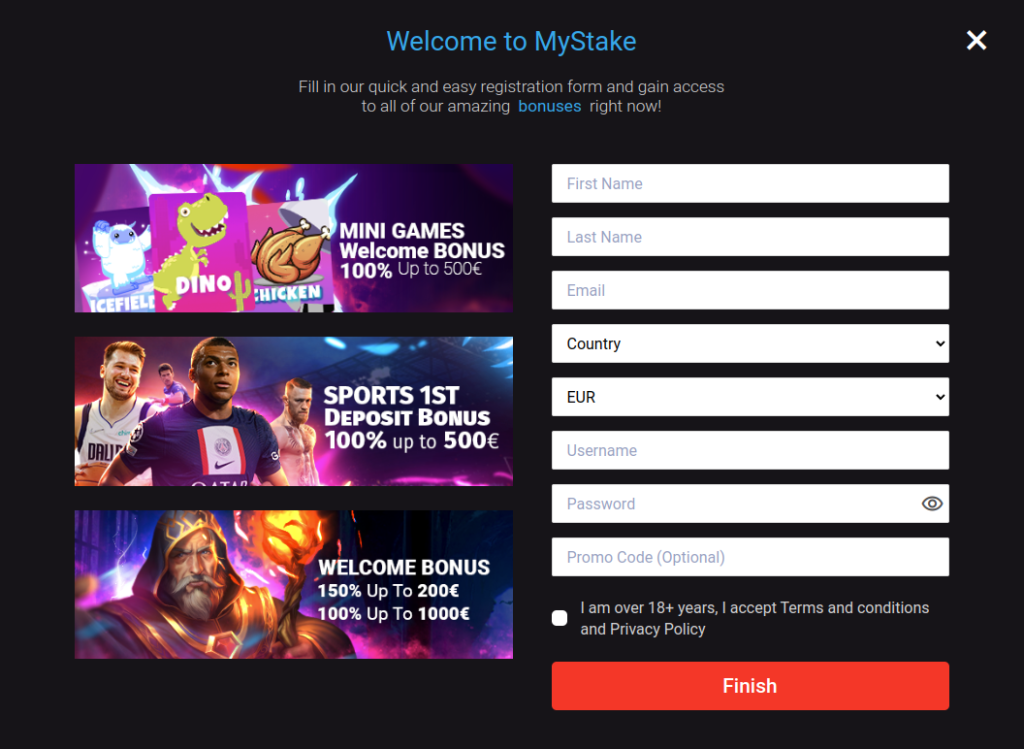 Mystake Casino Registration